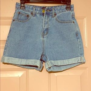 High Waisted light wash jean shorts